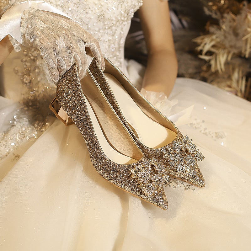 3119-6 New Rhinestone Square Buckle French Wedding Shoes Bridesmaid Shoes Banquet Shoes High Heels Bridal Shoes Xiuhe Wedding Shoes - Image 2